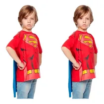 Comprar Kit 2 Camisetas Blusa Manga Curta Infantil Com Capa Batman 