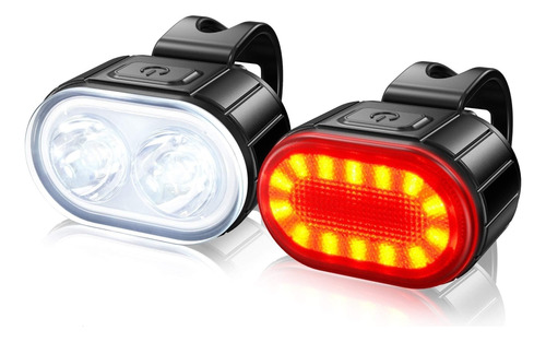 Combinación De Faro Y Luz Trasera De Bicicleta2 Luces Led