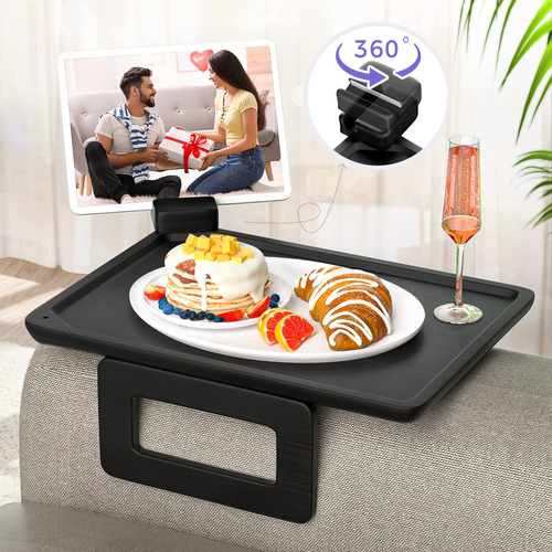 Bandeja De Brazo De Bambu Para Sofa Con Clip De Mesa Para Br