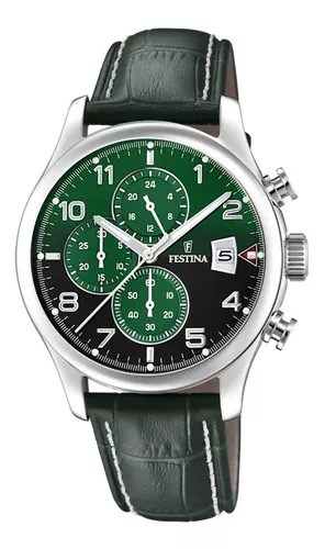 Reloj Festina Hombre Plateado y Verde Cronógrafo F20560/4