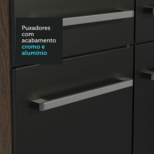 Cocina Integral Completa Modular Madesa Emilly 165cm Mn Color Rustic/Negro