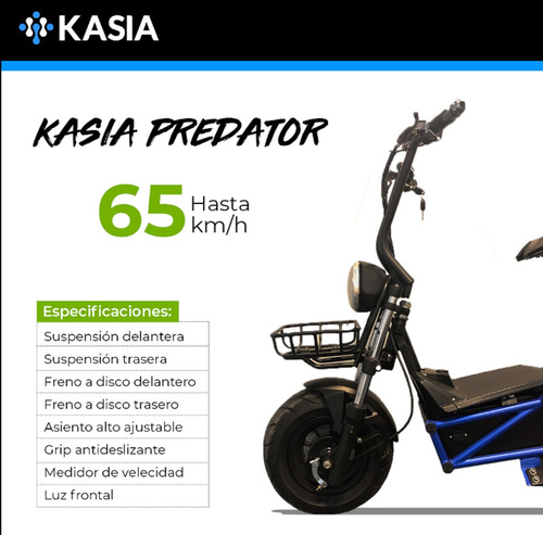 Moto Electrica Kasia Predator Motor 2000watts 45km/h 30km