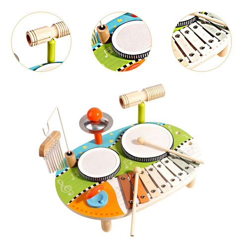 Xilófono De Juguete Para Niños, Kit De Batería De Madera,