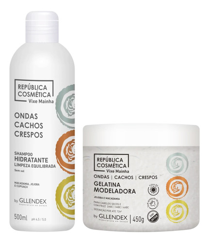 Gllendex Vixe Mainha Shampoo + Gelatina Modeladora Rulos 6c