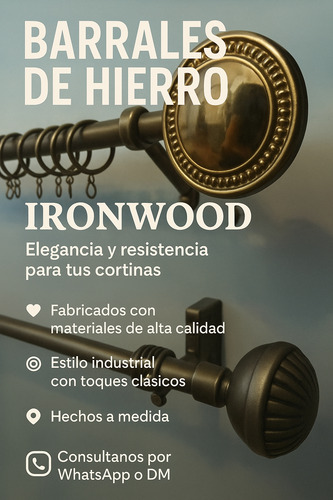 Barral Cortina Ironwood 22mm A Medida De 1 A 4m Linea Nakash Blanco Cualquier Terminal