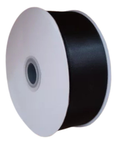  Rollo Listón Satinado Una Cara #9 3.8cm 45mts Rosa Eterna Negro Liso