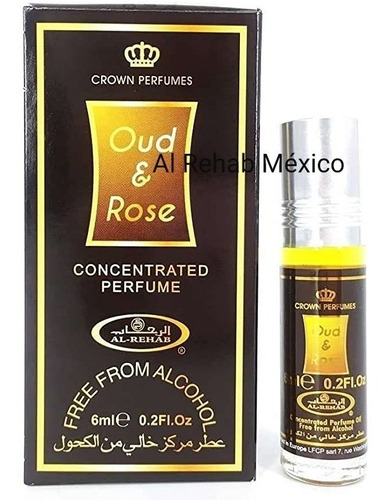 1 X Oud And Rose Perfume Árabe Al Rehab Roll On 6 Ml
