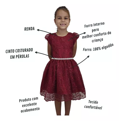 Vestido Infantil Vermelho Formatura Daminha Natal Princesa