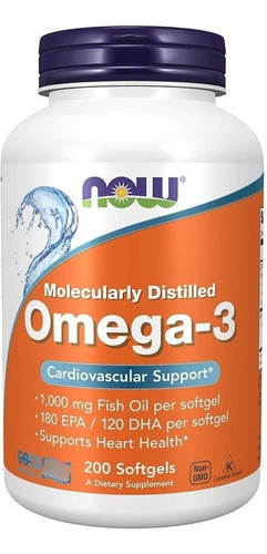 Omega 3 - 1000mg  Moleculary D. 200caps - Now Foods -