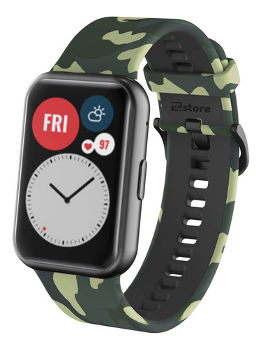 Correa Compatible Con Huawei Watch Fit Camuflado Verde