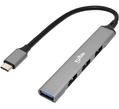 Hub Usb C Nisuta Ns-uh044c Aluminio 3 Usb 2.0 + 1 Usb 3.0 F