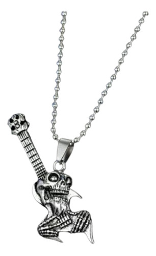 Collar Acero Guitarra Electrica Calavera 60mm X 20mm X 5mm