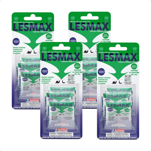 4 Lesmax Moluscida Iscas Granuladas Insetimax - 3 X 10g