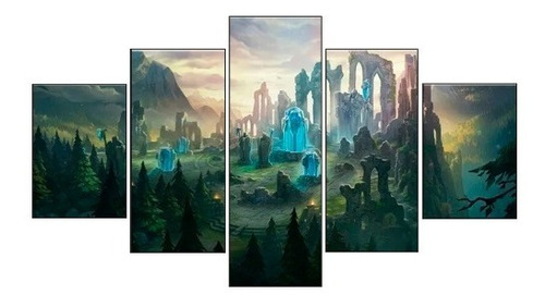 Quadro Decorativo Mosaico 5 Peças League Of Legends.s