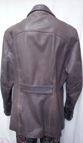 Campera De Cuero Mujer John L.cook Marron Vintage Usad (Usado)