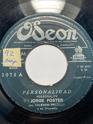 Vinilo Single De Jorge Foster Personalidad(y93