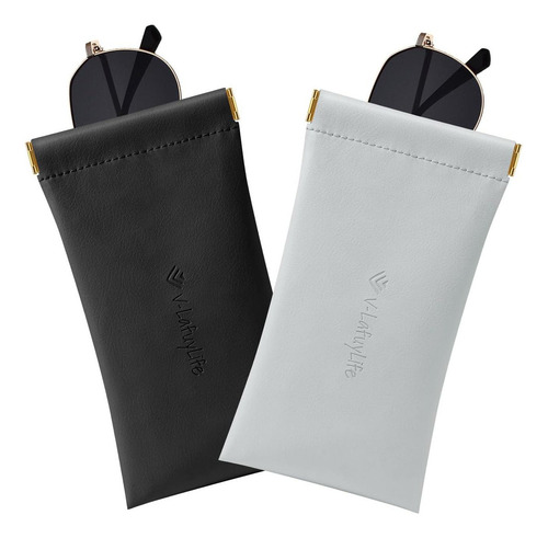 Estuche Para Gafas Suave 2 Pack - Cuero Pu Negro Y Gris