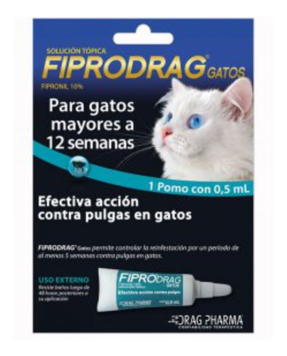 Pipeta Fiprodrag Antipulga Gatos Mayores De 12 Semanas 0.5ml