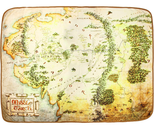Manta De Felpa Con Mapa Completo De La Tierra Media De El Se