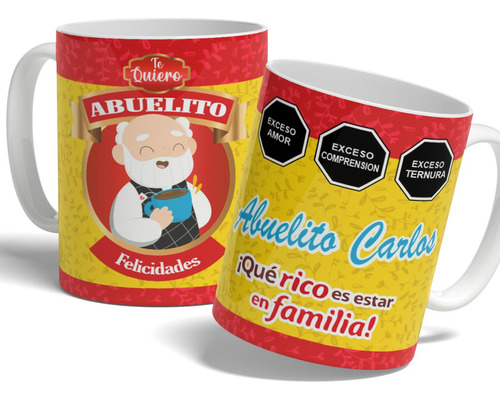 Regalo Abuelitos Taza Personalizada Con Nombre Chocolate