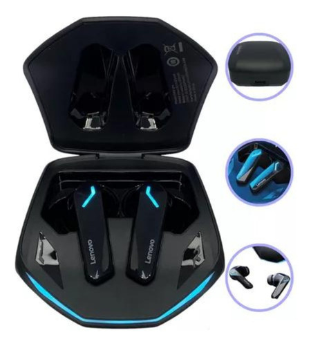 Auriculares Bluetooth Lenovo Gm2 Pro de color negro