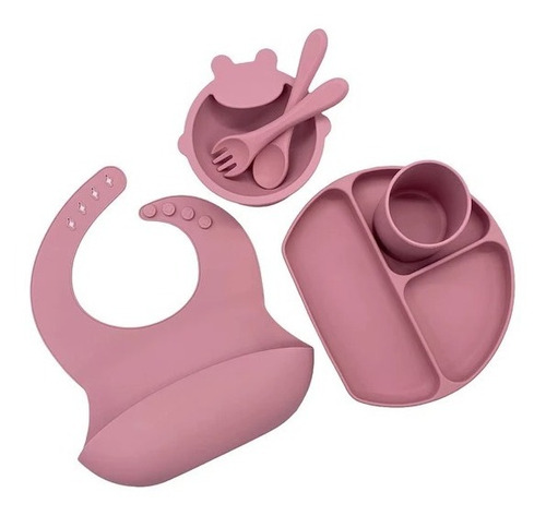 Set De Alimentación Silicona Platos Bebe 6 Piezas 