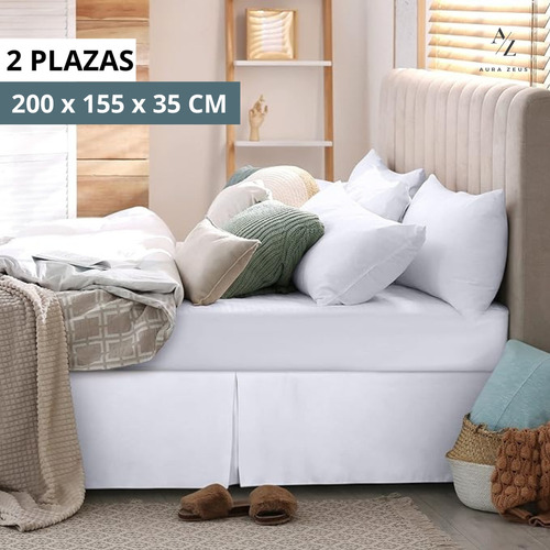 Faldon De Cama 2 Plazas Blanco Suave Liso Con Pliegues Aura Zeus Ropa De Cama
