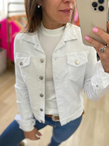 Campera De Jean Blanca Negra Rosa Verde Mujer The Big Shop