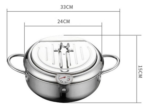 . Olla Freidora Tempura Estilo Japonés Con Plata 24cm Y Clip