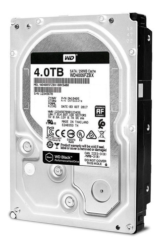 Imagen 3 de 3 de Disco duro interno Western Digital WD Black WD4005FZBX 4TB negro