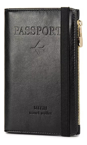 Carteira Para Passaporte Elegante Feminino E Masculino Cor Preto