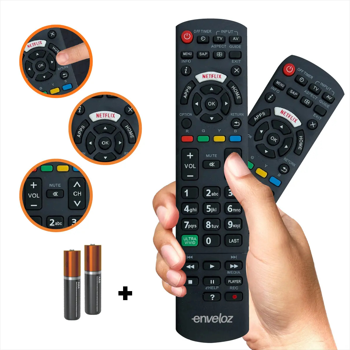 Controle Remoto Enveloz para TV Panasonic Smart Viera 4K com Netflix