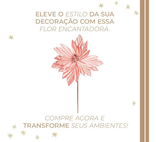Flor Cabo Curto Rosa Natal Decoração 30cm