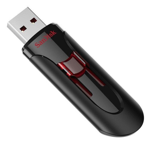 Imagem 1 de 5 de Pendrive SanDisk Cruzer Glide 64GB 3.0 preto e vermelho