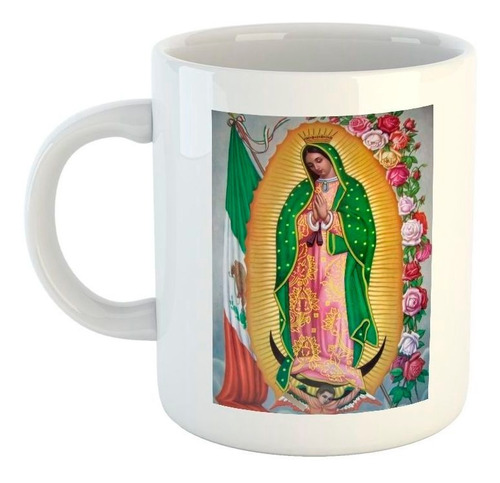 Taza De Ceramica Virgen De Guadalupe Religion Verde