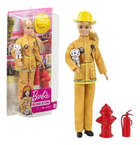 Muñeca Barbie Profesiones Bombero Mascota Accesorios  Mattel