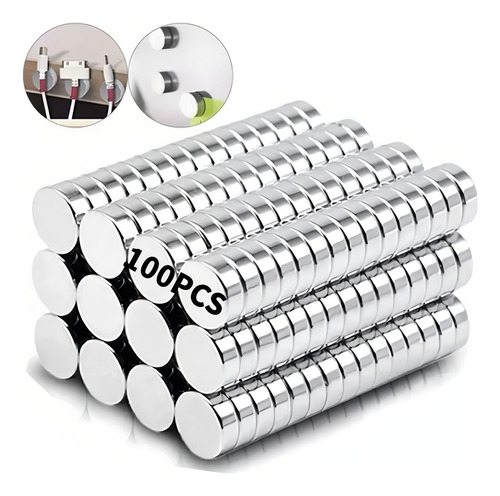 100 piezas imanes super fuertes neodimio disco 5 mm x 1 mm color gris