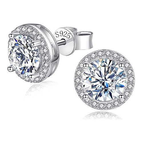 Pendientes De Plata De Ley 925 De 2 A 4 Quilates Con Diamant