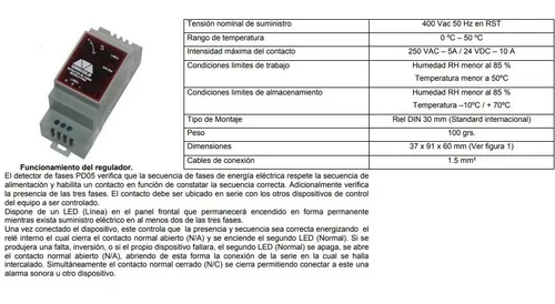 Detector Secuencia Y Falta De Fase Pd05