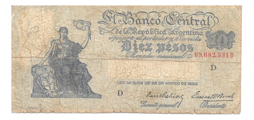 Bottero 1882 - Billete De 10 Pesos Mon. Nacional Año 1940