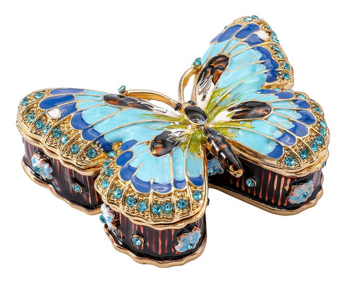 Ingbear Cajas De Joyeria Con Bisagras De Mariposa Azul, Rega
