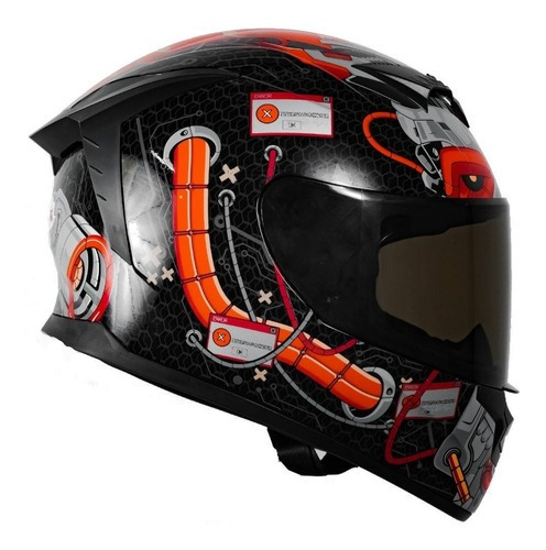 Casco Kov Sparta Error Rojo/ Gris Cerrado De Moto Color Rojo Tamaño del casco L (59-60cm)
