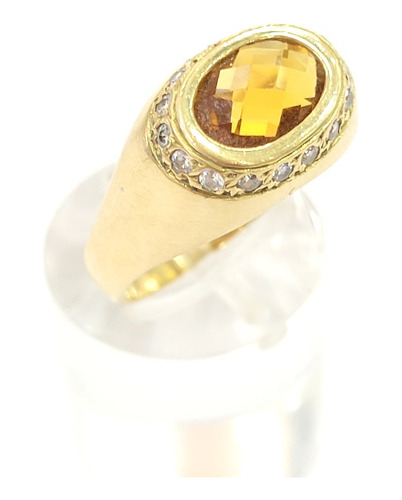 Anillo Sello Oro 18kts Engarce De Cubics 5,1grs N°18 Brumat