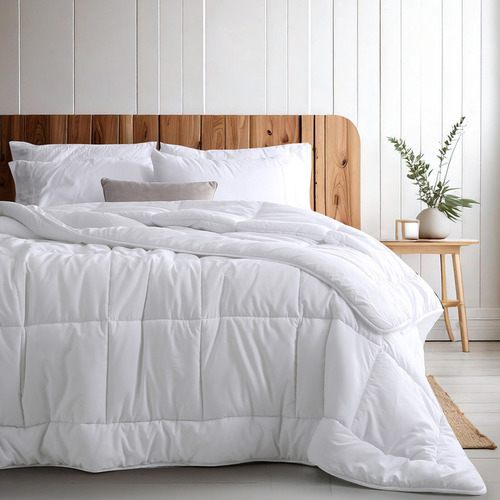 Acolchado Plumón King Size Hotelero Abrigado Para Invierno Blanco Lisa