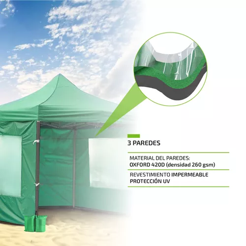 Gazebo Plegable 3x3 Reforzado Autoarmable Paredes Impermeable