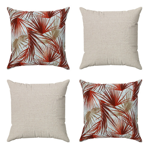 Capas De Almofadas 45x45 C/ Zíper Folhas Vermelhas Sofá Sala Cor Vermelho Folhagem