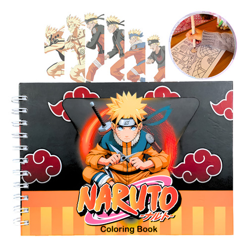 Livro Colorir Infantil Anime Naruto Shipuden Ninja Capa Dura