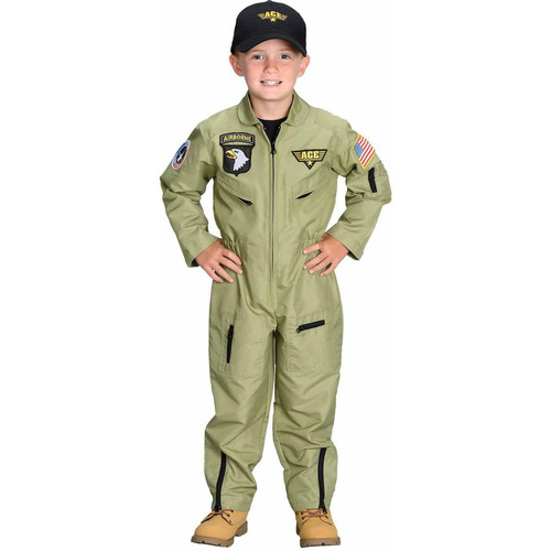 Disfraz Para Niño Piloto De Combate Talla L 8-10 Halloween