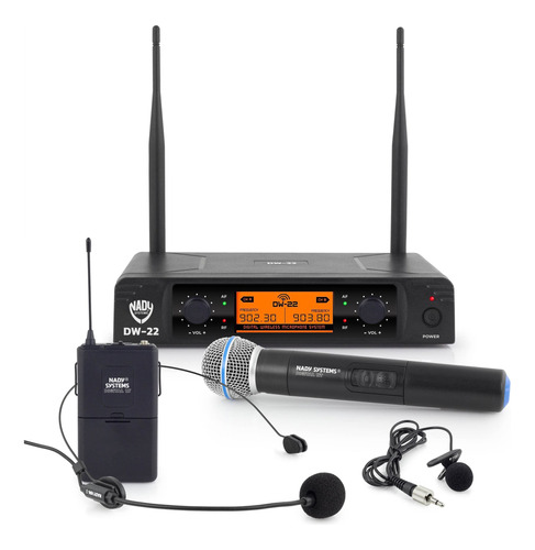 Nady Dw-22 Dual Digital Wireless Handheld, Lapel & Headset .