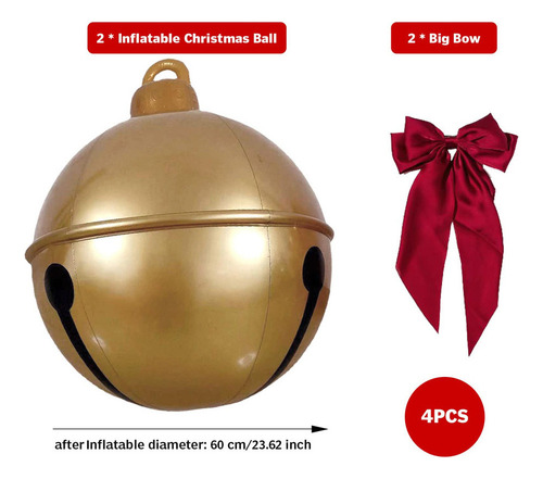 Conjunto De 2 Bolas Natal Infláveis Jingle Bell De 23,6 Polb